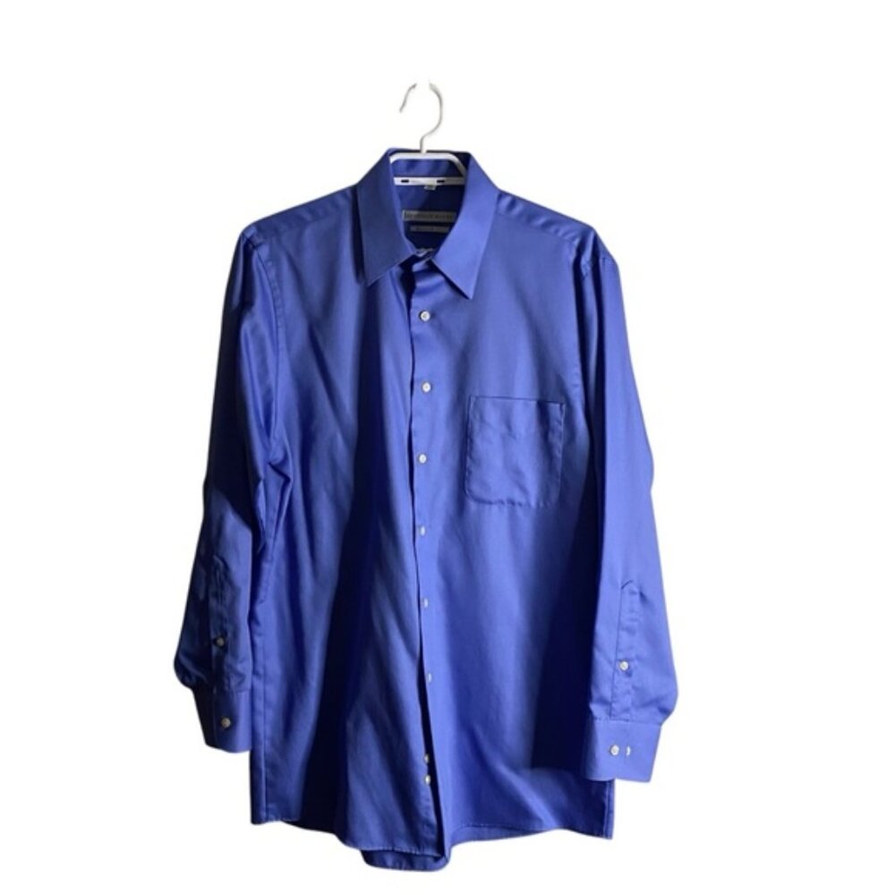 Geoffrey Beene Men's Blue Regular Fit Classic Long Sleeve Dress Shirt